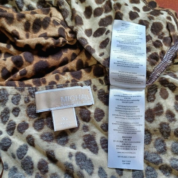 MICHAEL Michael Kors Cheetah Drapey Slinky Sleeveless Over Shoulder Tunic XL - Picture 14 of 15